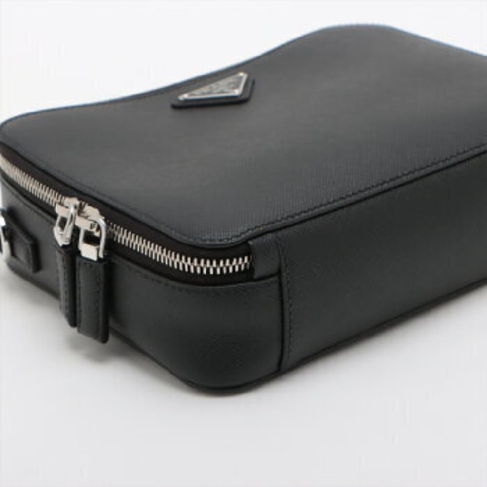 Prada Saffiano leather handbag tote top handles black M - Picture 4 of 12